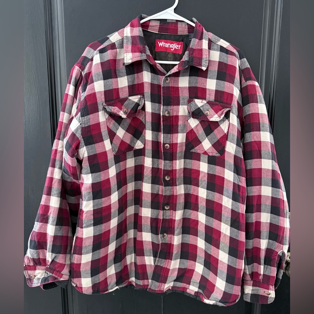 Wrangler Men's Quilt Lined Flannel Shirt Jacket Small Multi Plaid Pockets
